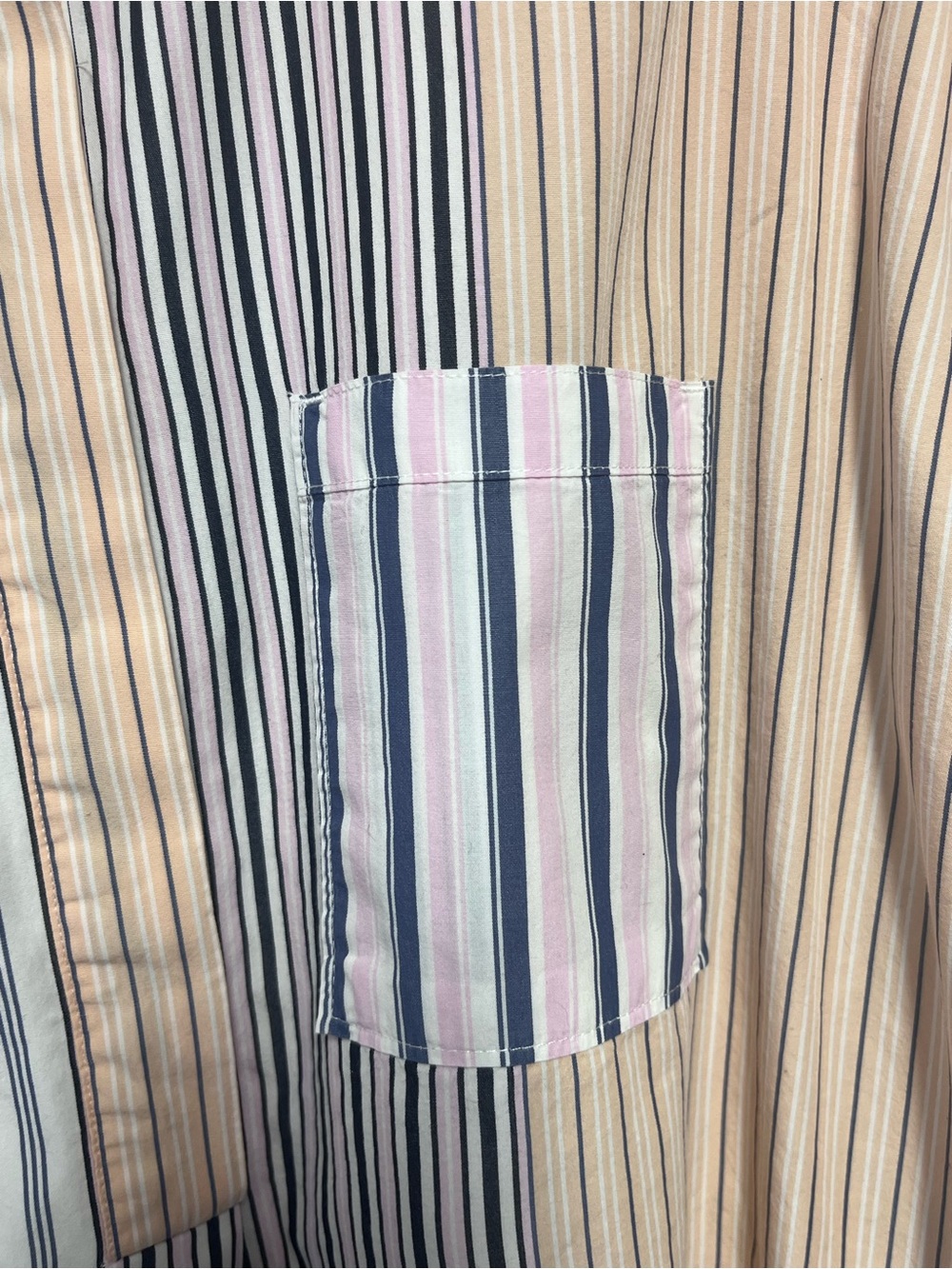 Anthropologie Maeve Striped Alix Henley Button-Down Shirt Long Sleeve Patchwork - Picture 7 of 10